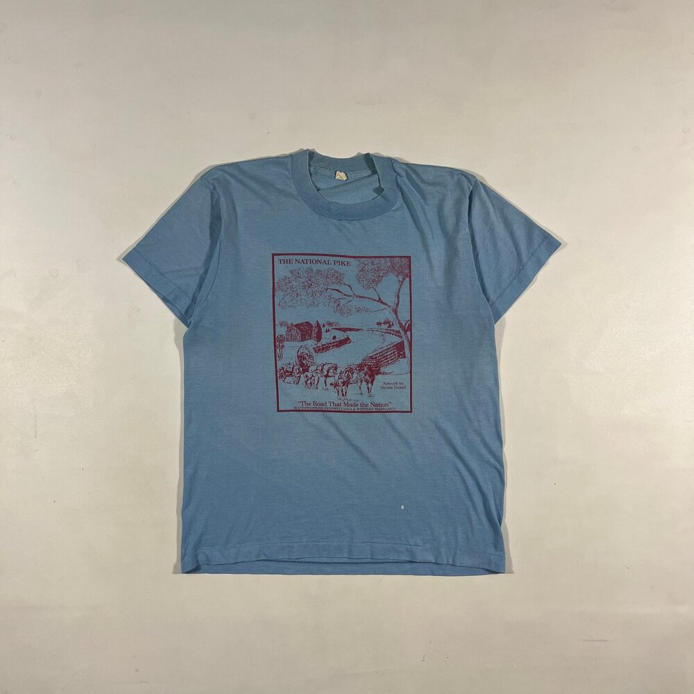 Vintage 80s The National Pike Single Stitch Souvenir Tee Faded Blue